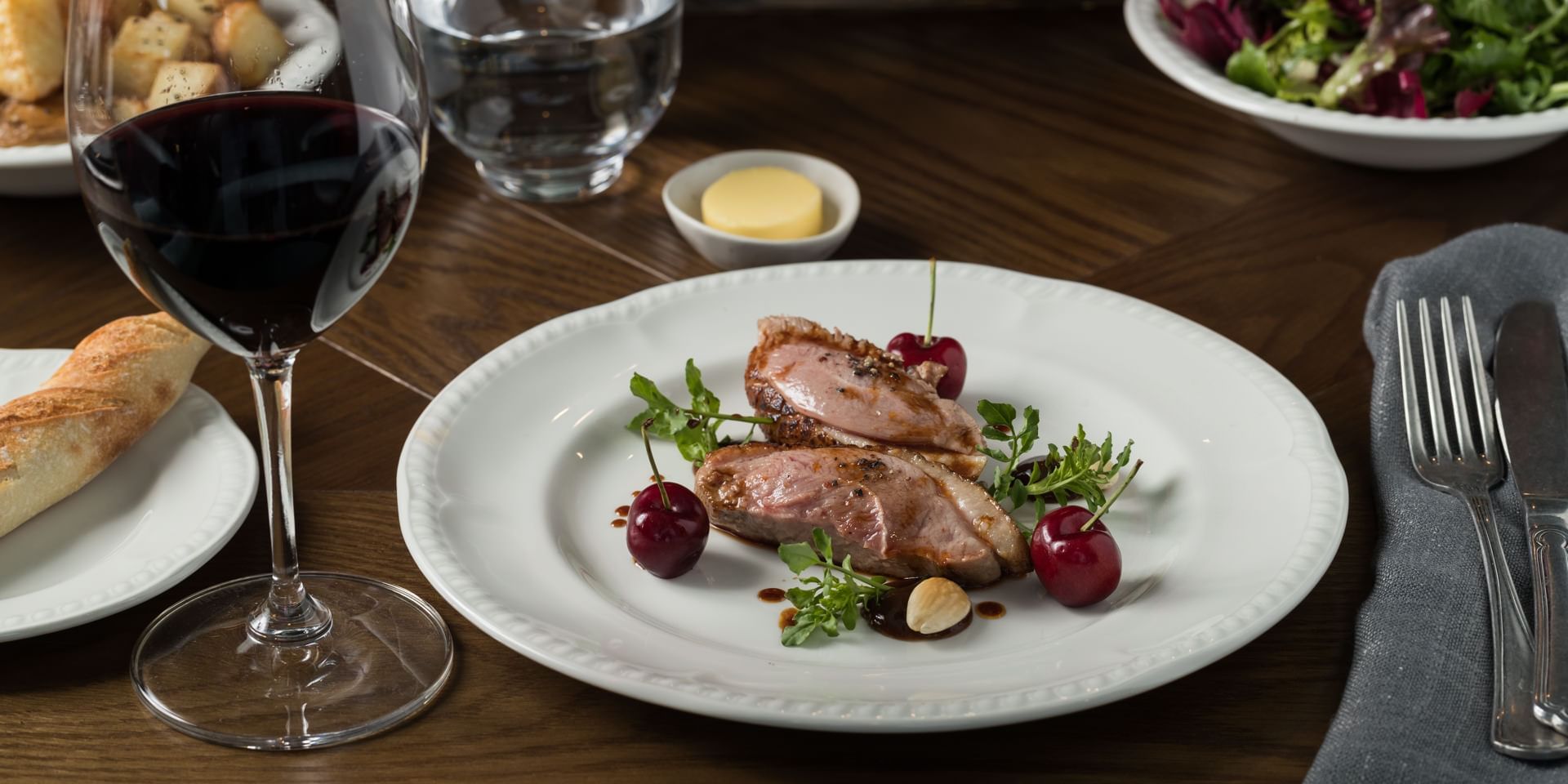 Roasted duck breast with wine served at Pullman Melbourne CDB