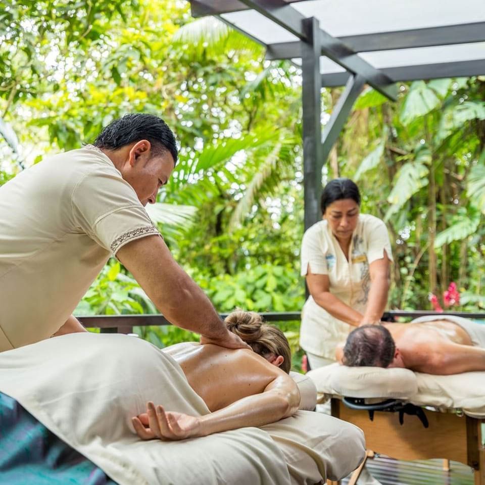 Couple having a Spa treatment outdoors at Hideaway Rio Celeste