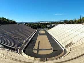 Aerial view of Panathenaic Stadium near St. George Lycabettus