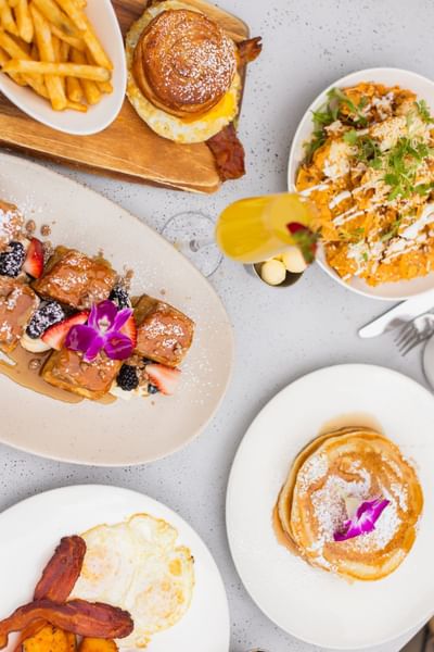 Burger & fries served with a dessert & cocktail at Hotel Republic San Diego