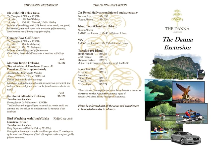 The Danna Excursion brochure at Danna Langkawi Hotel
