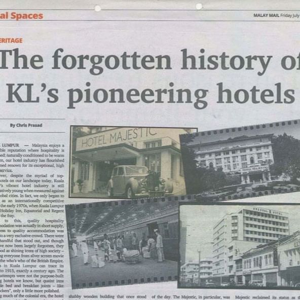 An article of the history at Kuala Lumpur Hotels