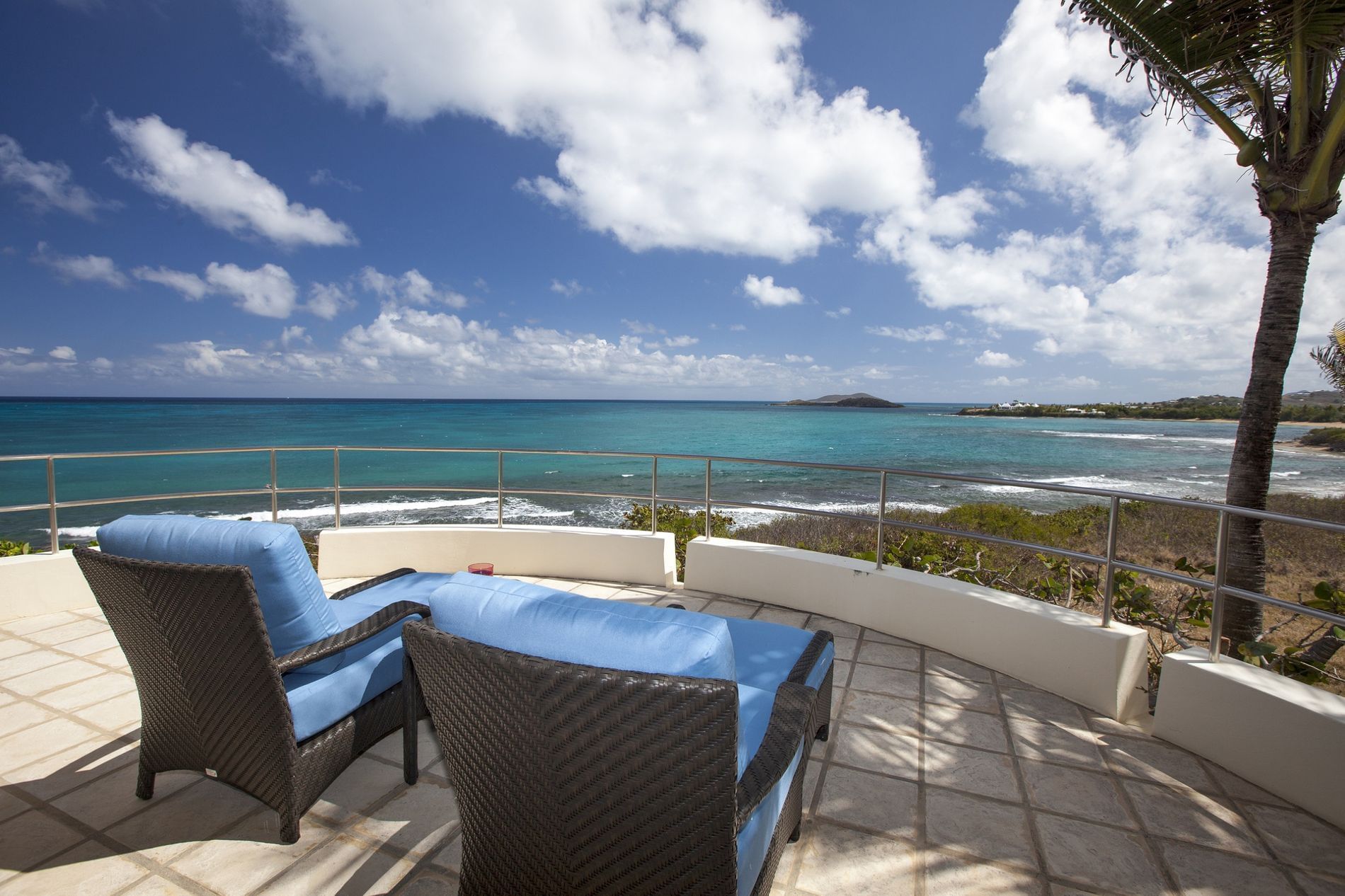 Lounge chairs in Buck Island Suite's Terrace at The Buccaneer Resort St. Croix