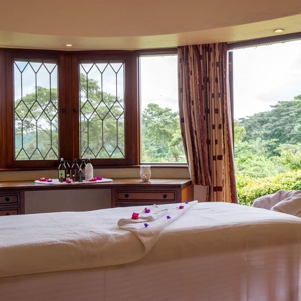 A relaxing Massage bed in the Spa at Arusha Serena Hotels