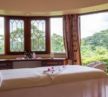 A relaxing Massage bed in the Spa at Arusha Serena Hotels