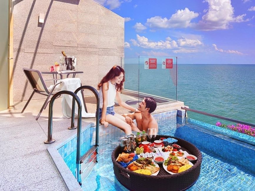 Couple getaway for romantic candle light dinner at hotel