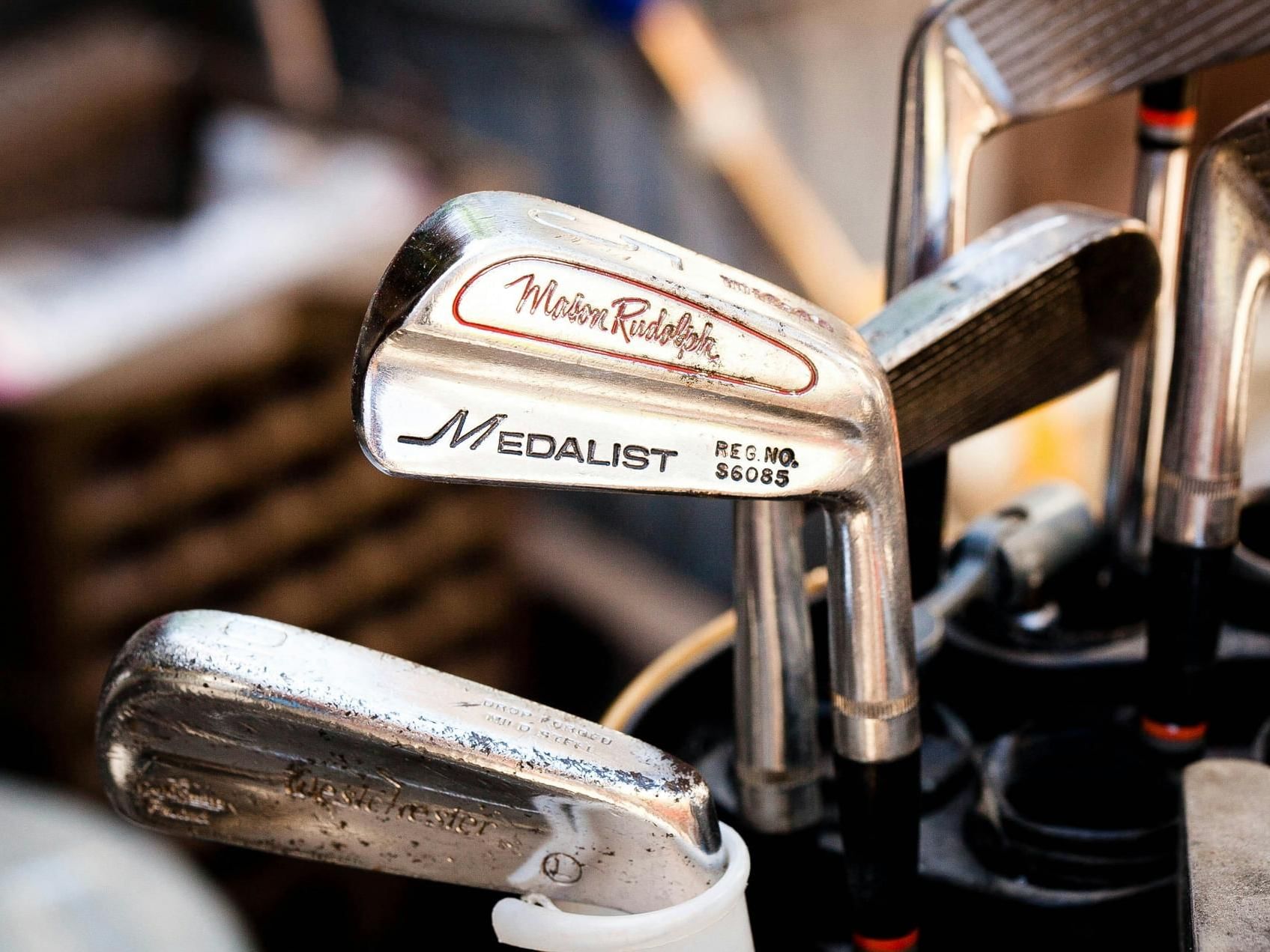 Close-up of golf gear in the Saratoga National Golf Club near Hotel Brookmere