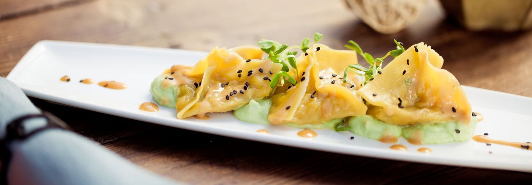 Dish of dumplings.