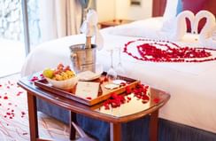 Champagne & fruits in a honeymoon suite at Nairobi Serena Hotel
