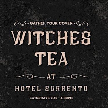 Witches Tea Graphic with Verbiage saying the date and time of the event