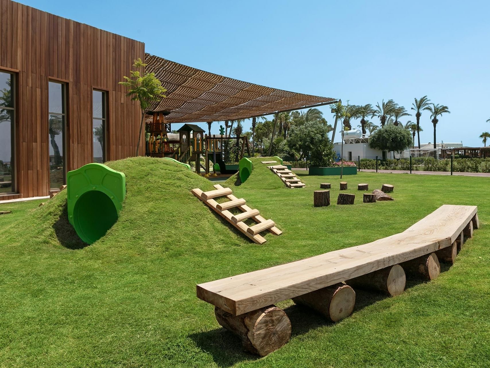 Kids playground area in Kikoa Kids Club at Titanic Deluxe Lara on a sunny day