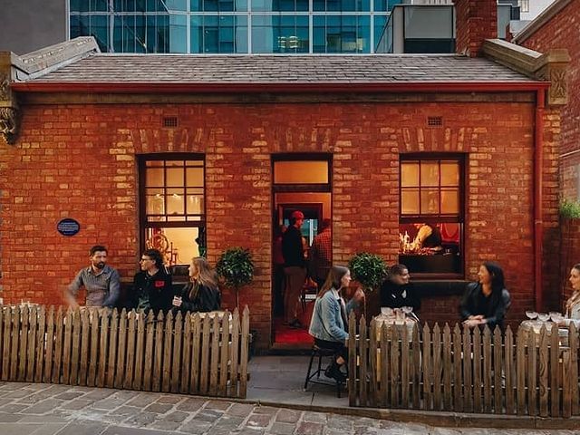 Close up on people dining in restuarant at Brady Hotel Jones Lane