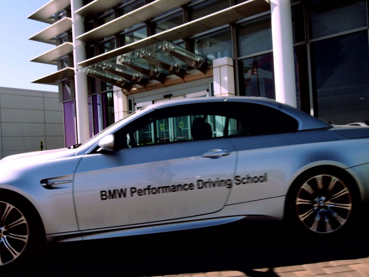 A car from BMW Performance Driving School near Hotel Hartness