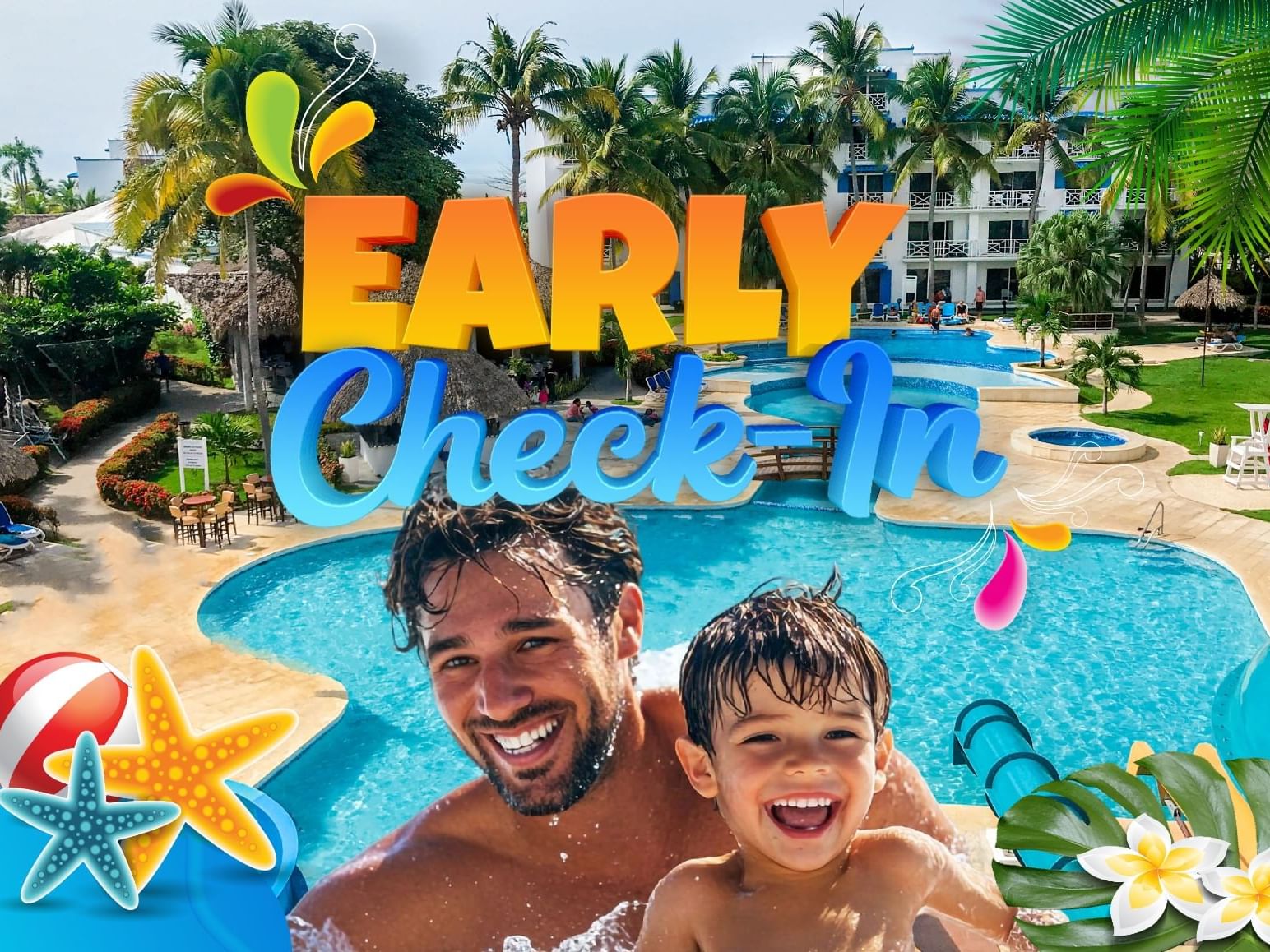Promotional image of the EARLY Check-In offer at the Playa Blanca Resort Hotel in Panama.