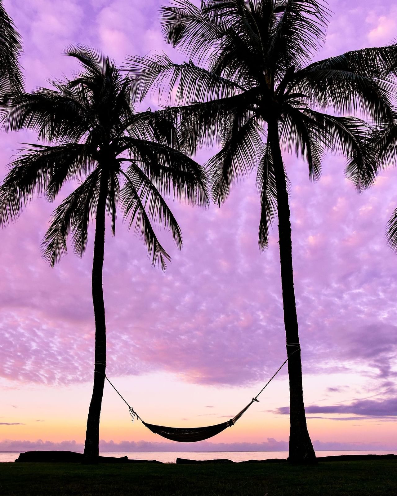 pink sunset and hammock at Waimea Plantation Cottages