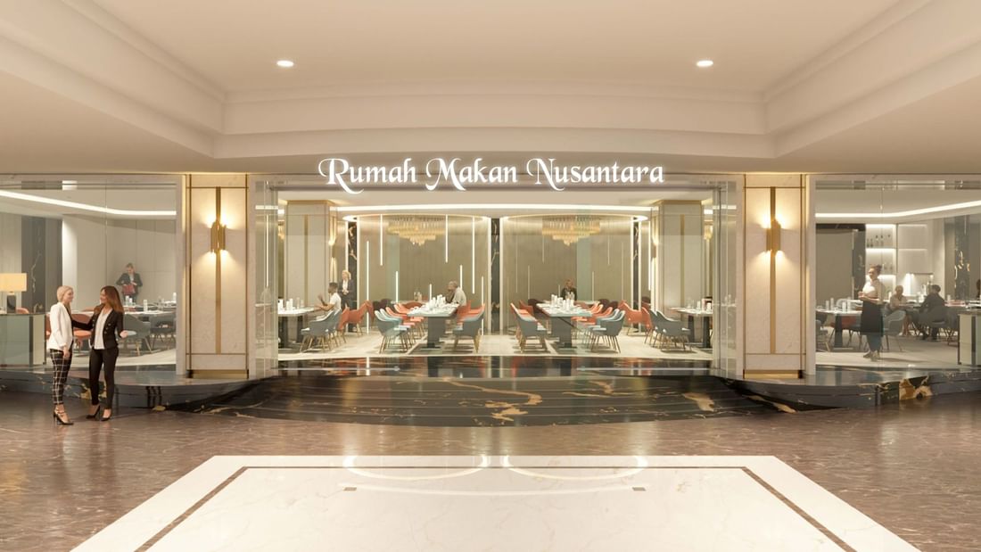 Interior dining set-up in Rumah Makan Nusantara Restaurant at Sunway Putra Hotel