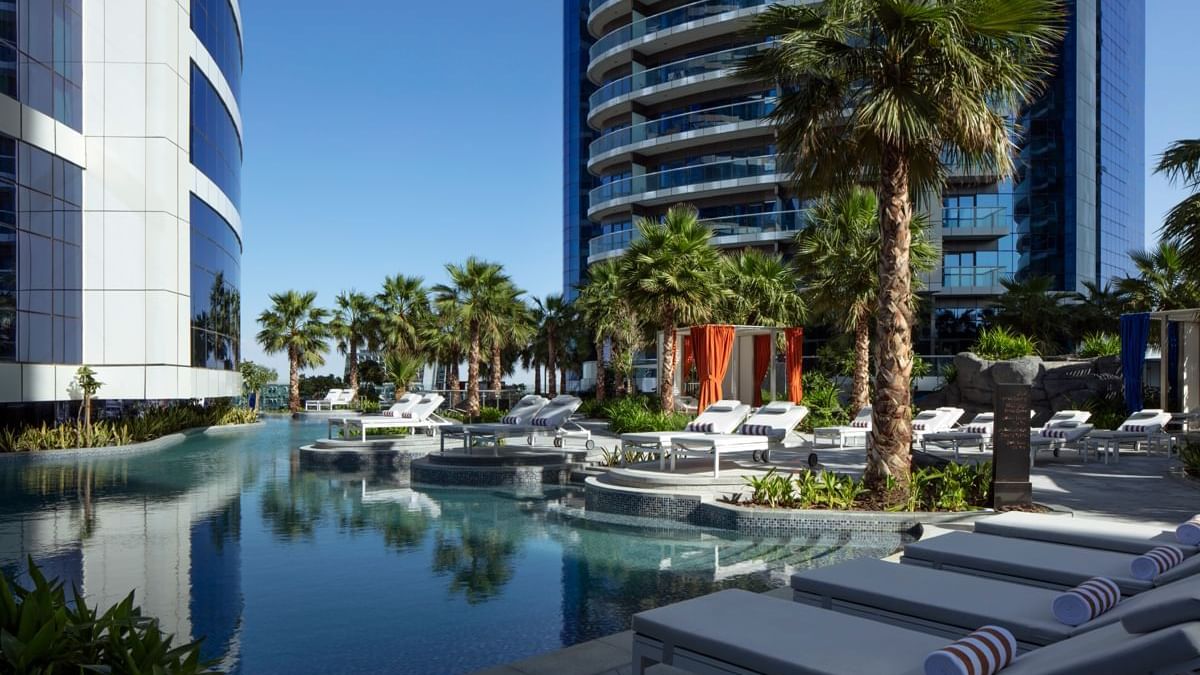Malibu Deck Pool & pool beds at Paramount Hotel Dubai