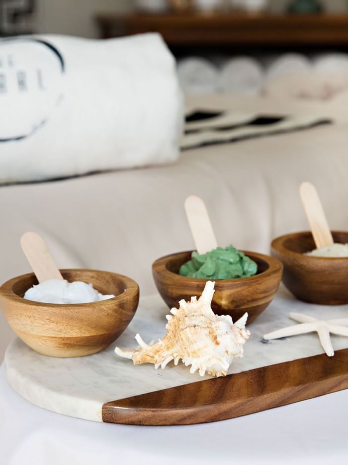 Closeup of spa amenities in the Spa at The lodge 30A