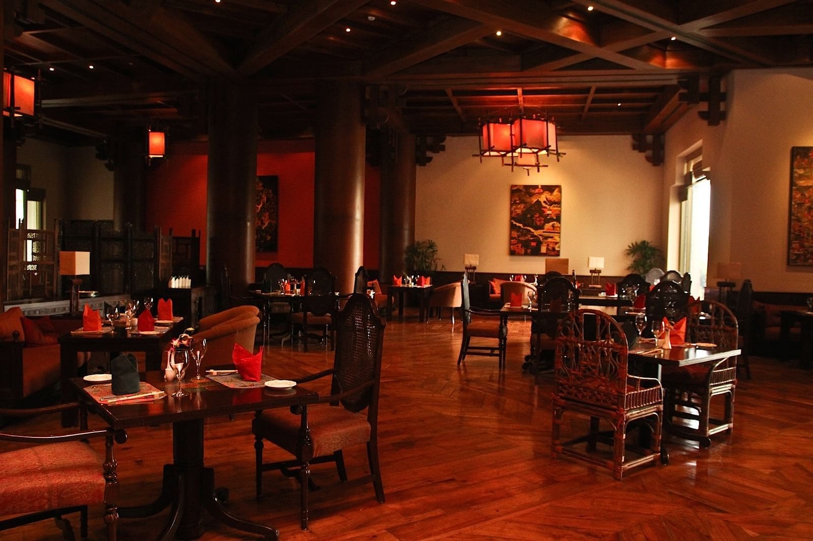 Table setup in Wild Rice restaurant at Islamabad Serena Hotel