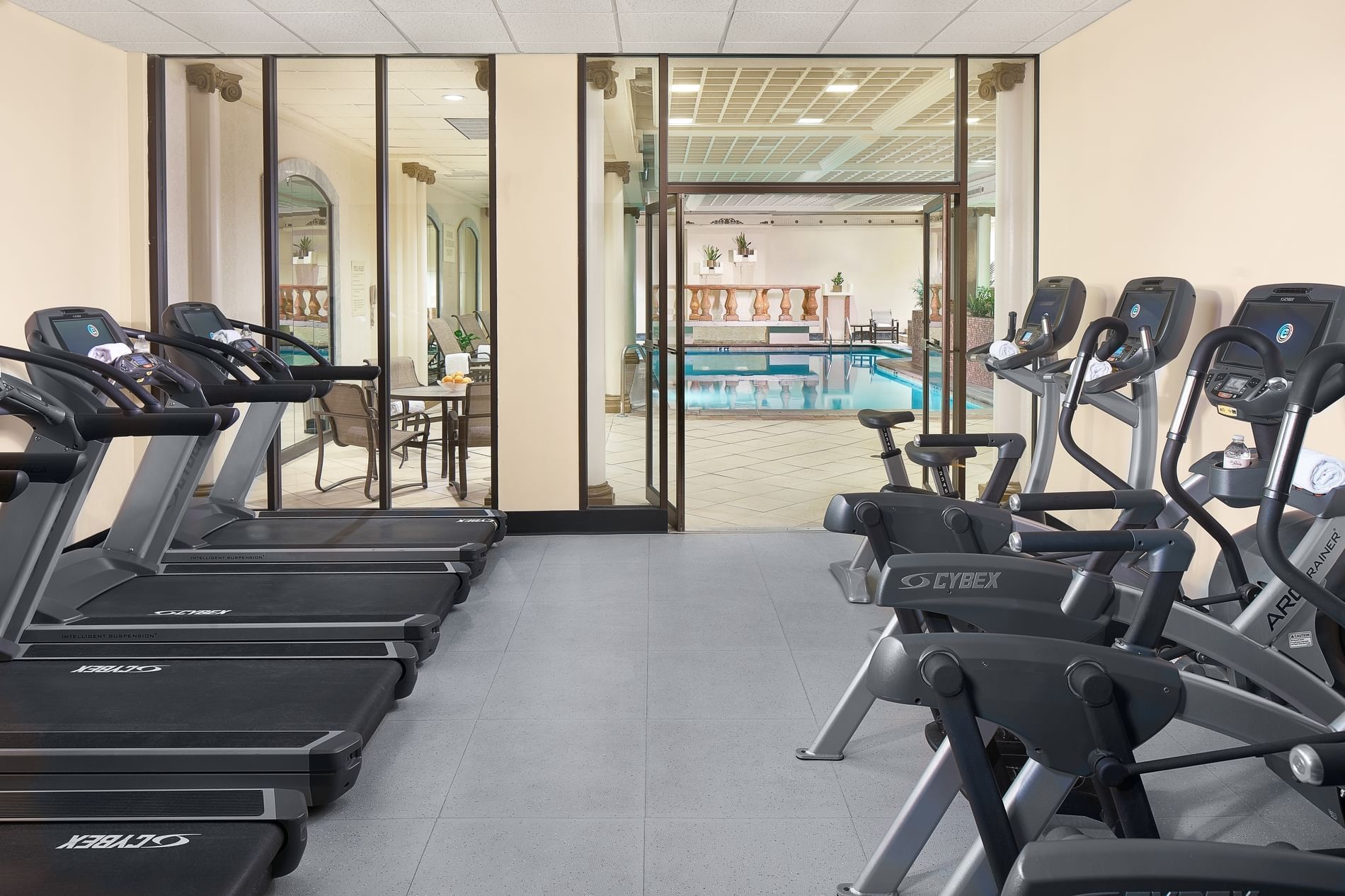 Treadmills in the Peabody athletic club and pool