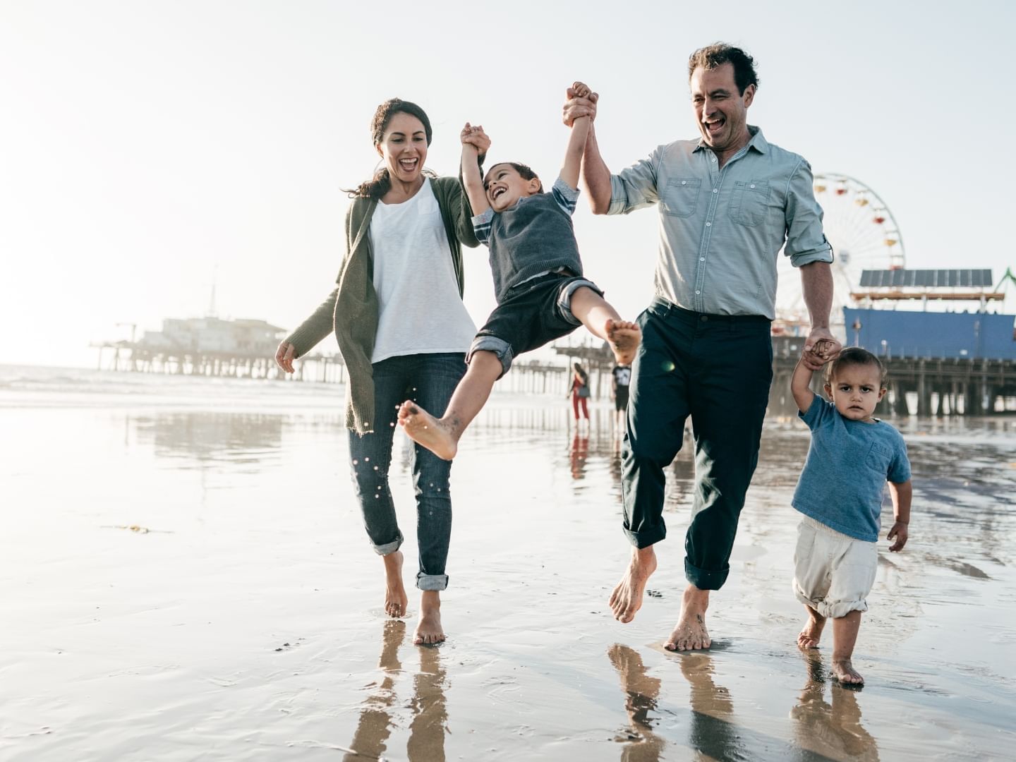 Family at Eastbourne beach near the hotel