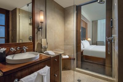 Executive King with glass-enclosed bathroom at Portland Harbor Hotel
