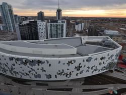 Aerial view of New Calgary Central Library near Clique Hotels