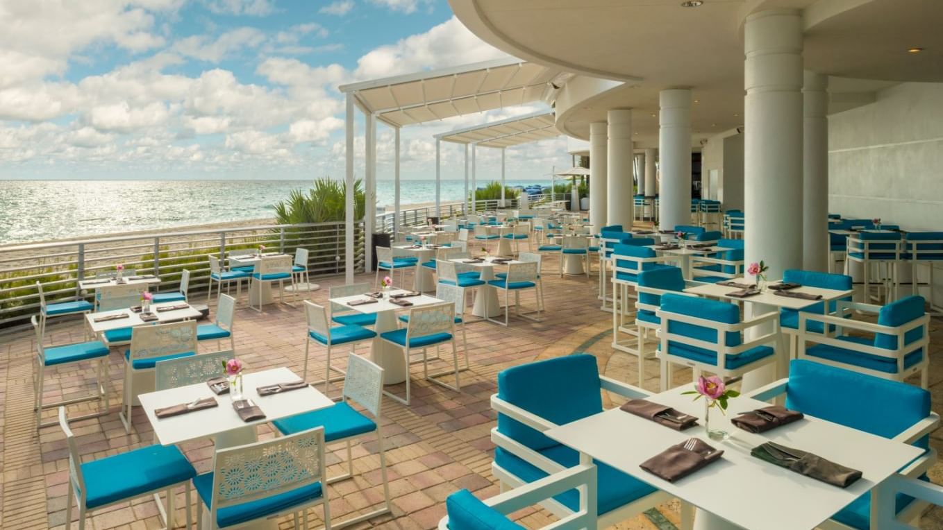 Dining table set-up in Oceanfront Dining Patio at The Diplomat Resort