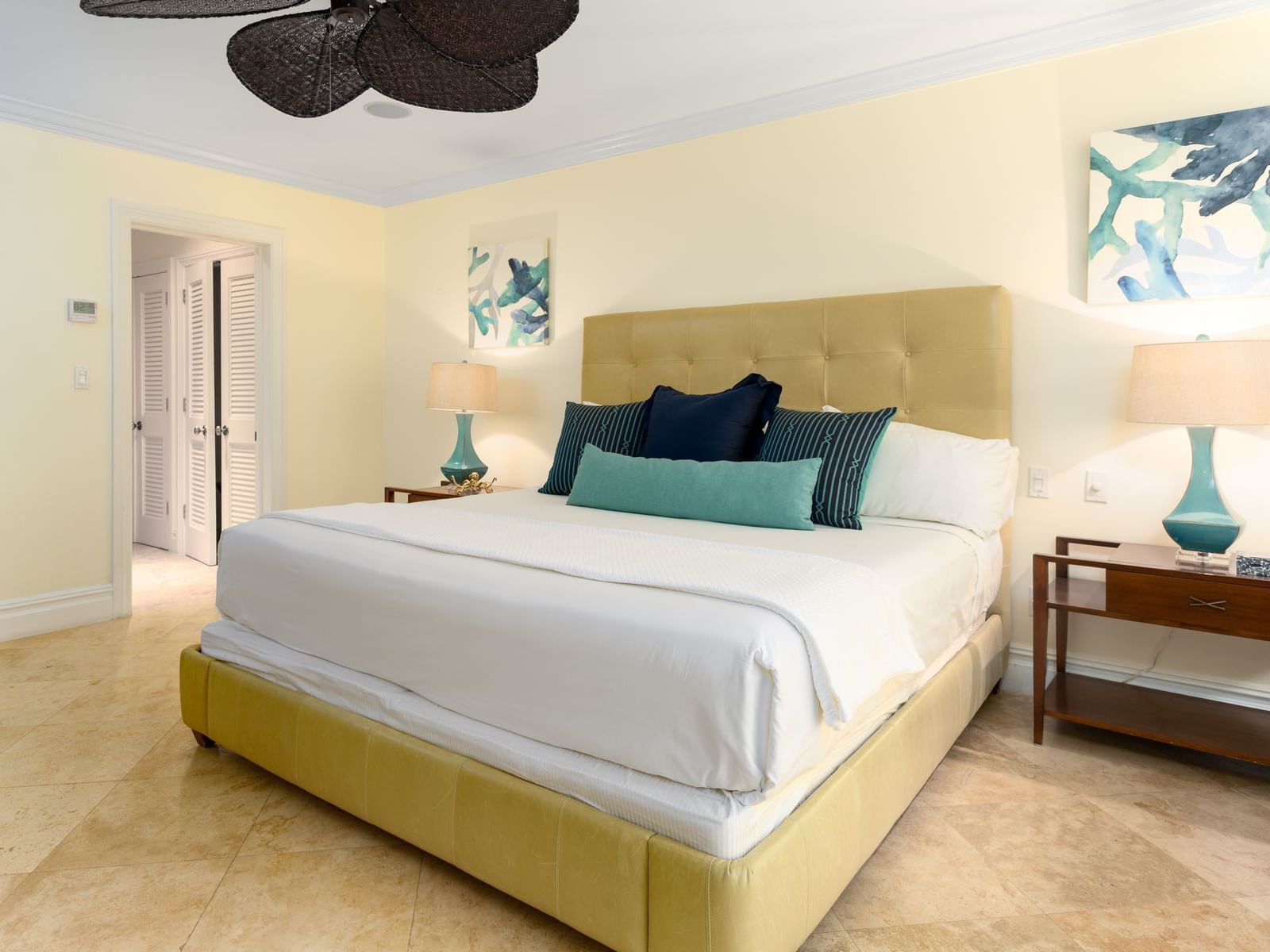 King bed in Two Bedroom Pool View room at Somerset On Grace Bay
