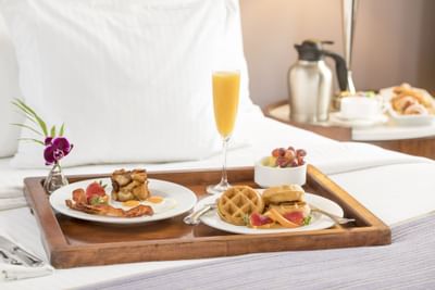 A Waffle dish served in a room at Peabody Hotels & Resorts