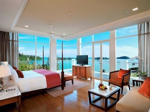 Duchess Suite bedroom with king bed & TV at The Danna Langkawi