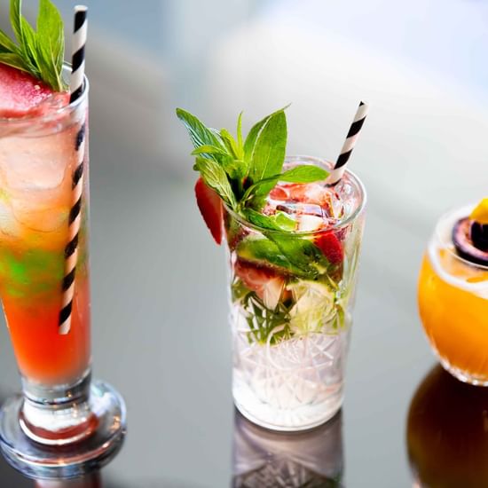 Close-up of Cocktails served in Shallows Bar at Pullman Magenta Shores