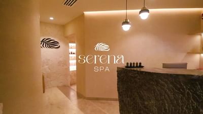 Elegant lobby entrance and reception area at Serena Spa inside Villa Premiere Hotel Boutique Puerto Vallarta.