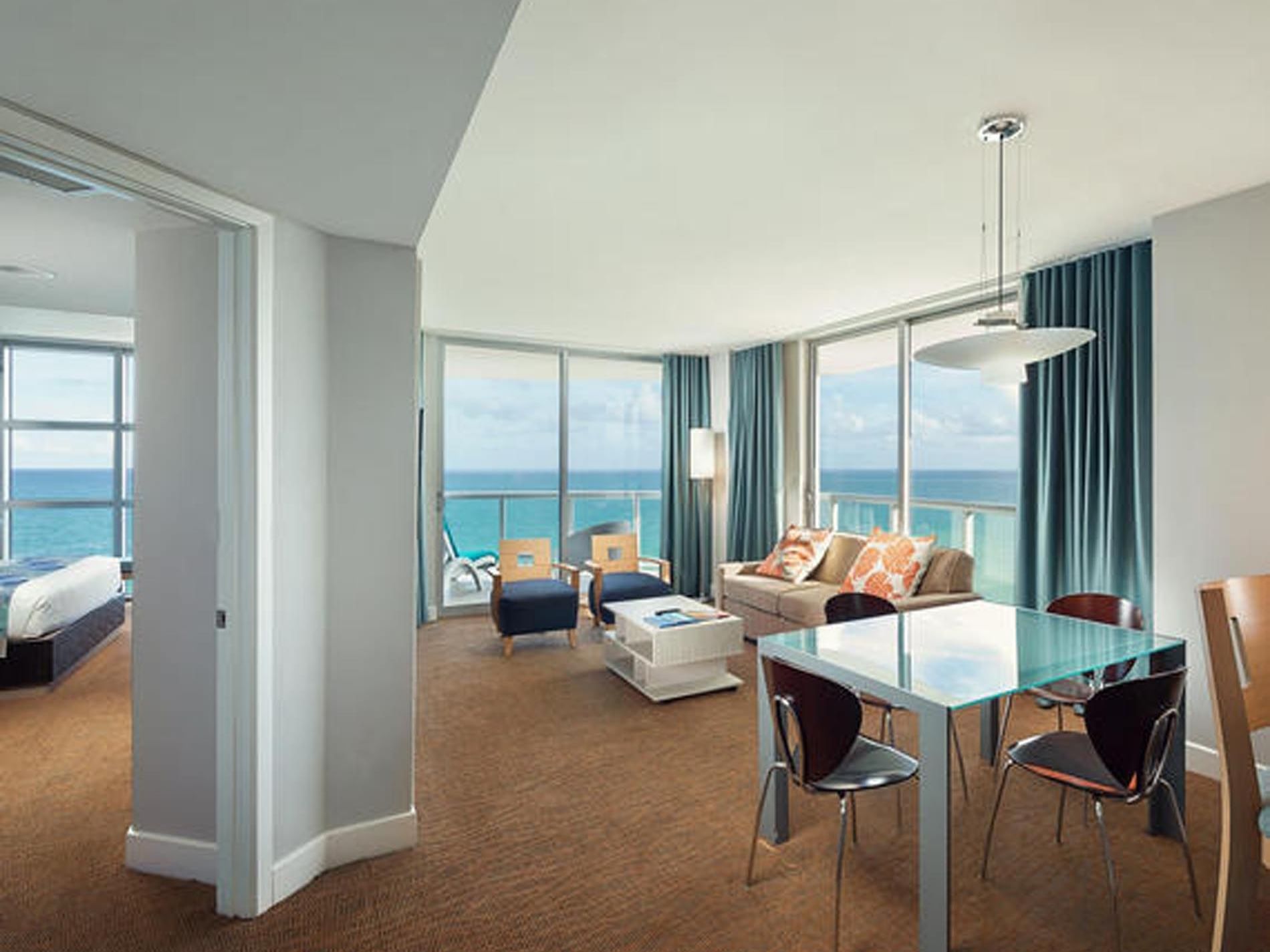 Living area of 2-Bedroom Oceanfront Suite, Marenas Resort Miami