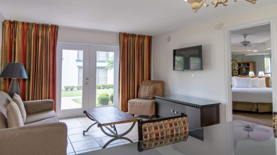 Living area in One Bedroom Suite at Legacy Vacation Resorts