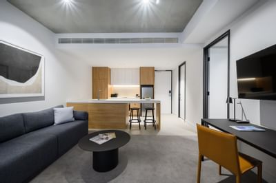 Living area in Two Bed Room Apartment at Nesuto Docklands