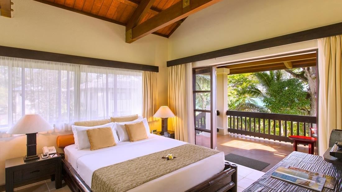 Interior of the Lagoon View bedroom at Warwick Le Lagon 