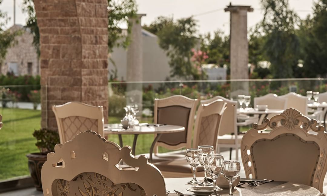 Outdoor restaurant with sea views at Kairaba Hotel