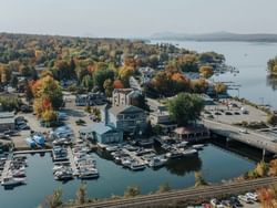 Aerial view of the Marina and City near Quartier Des Marinas