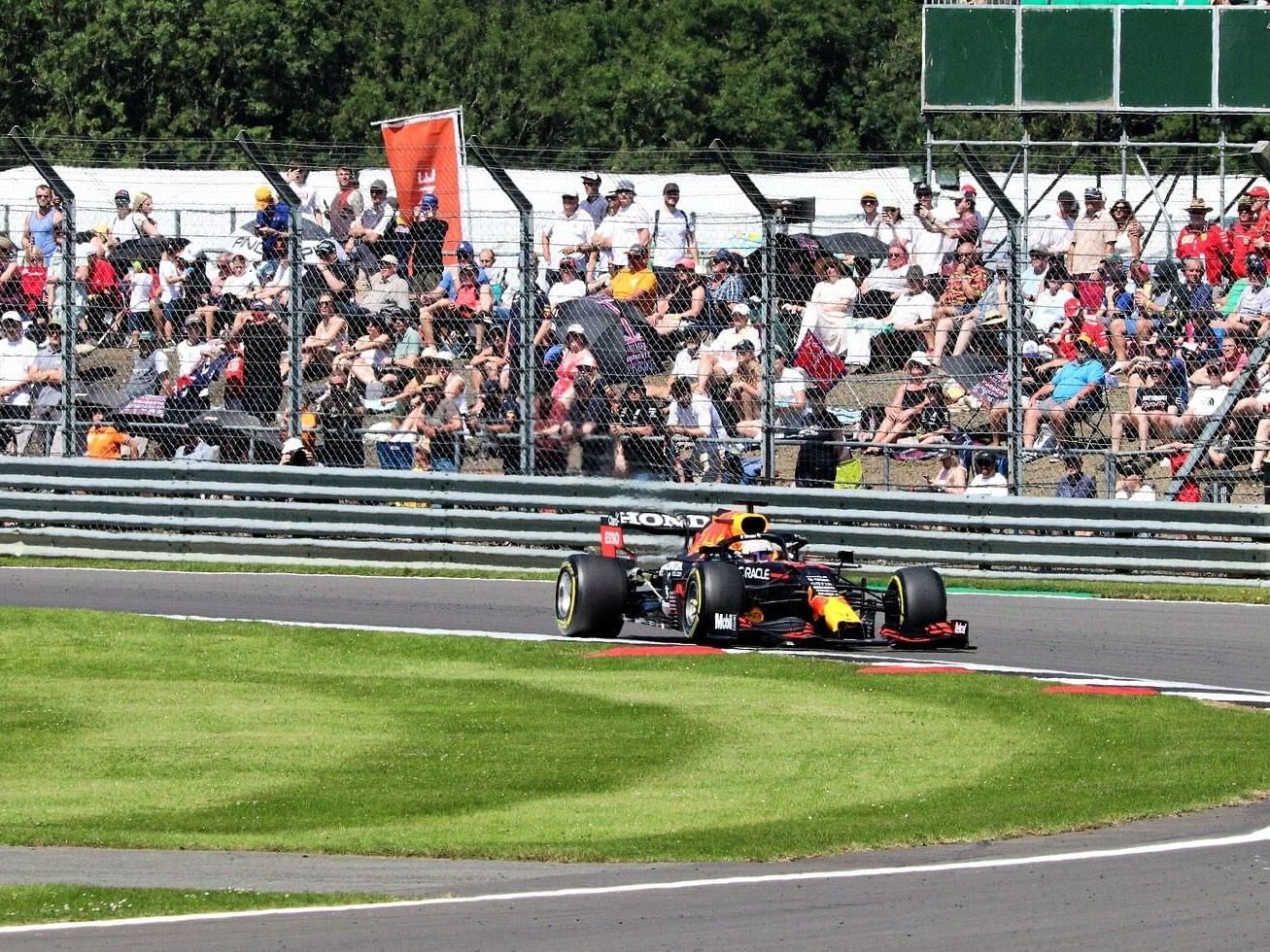 Max Verstappen racing at Silverstone Circuit