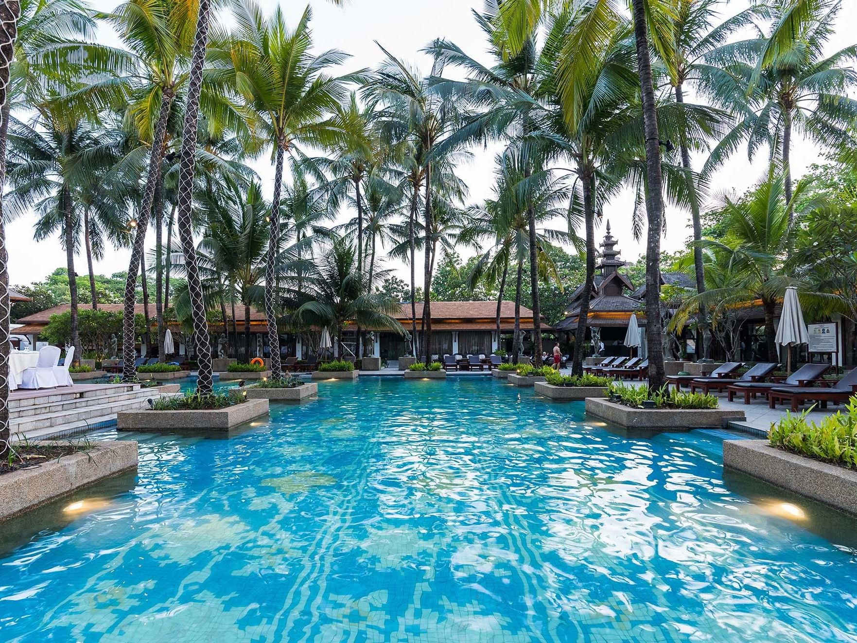 View of a Pool garden at Chatrium Hotel Royal Lake Yangon