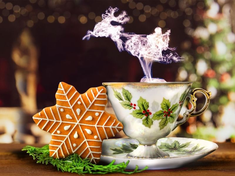 Poster of a Santa tea on a table at The Peabody Memphis