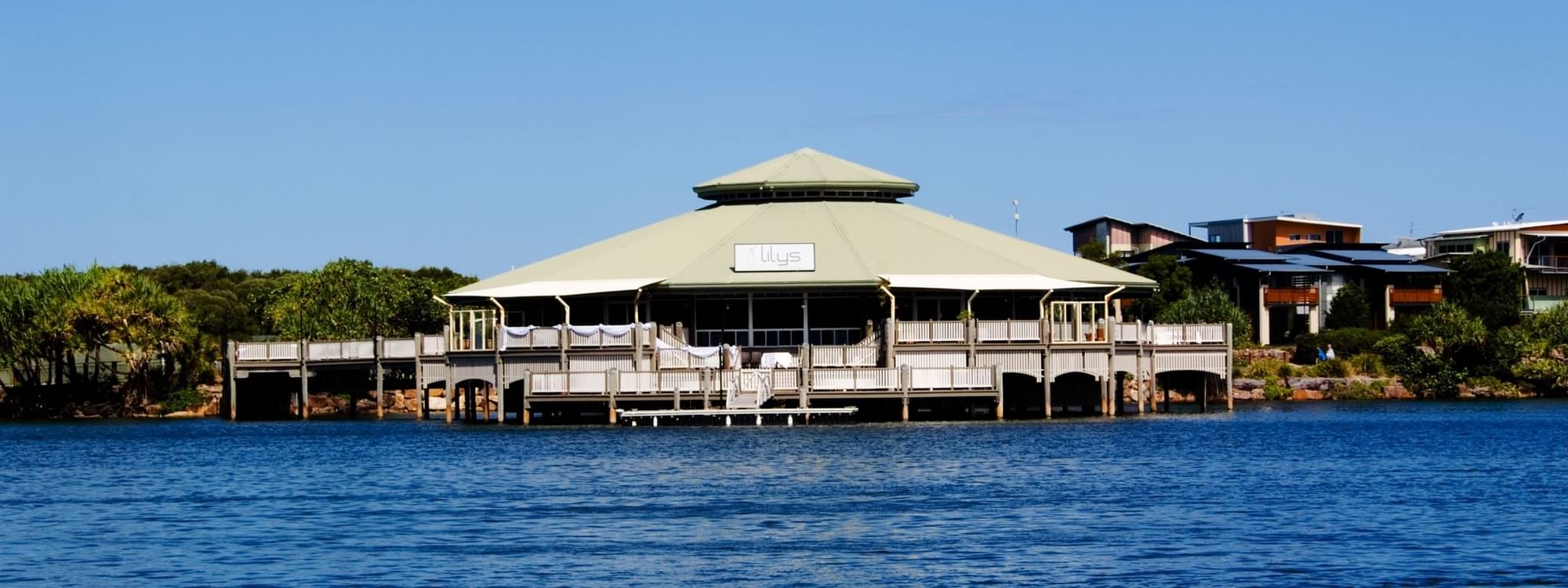 Landscape view of Lily's on the Lagoon on a sunny day near Novotel Sunshine Coast Resort