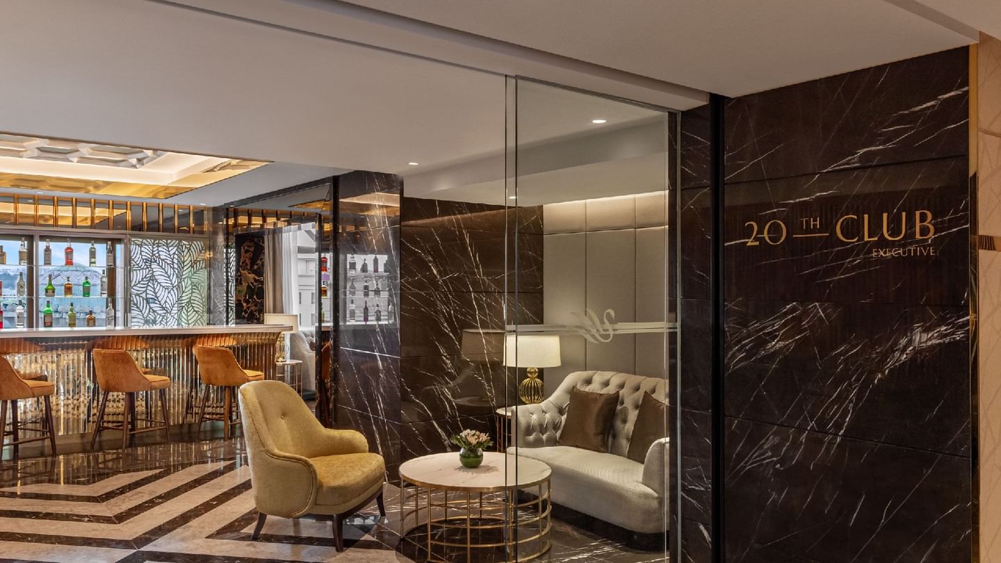 Modern furniture in the 20th Club at Sunway Resort