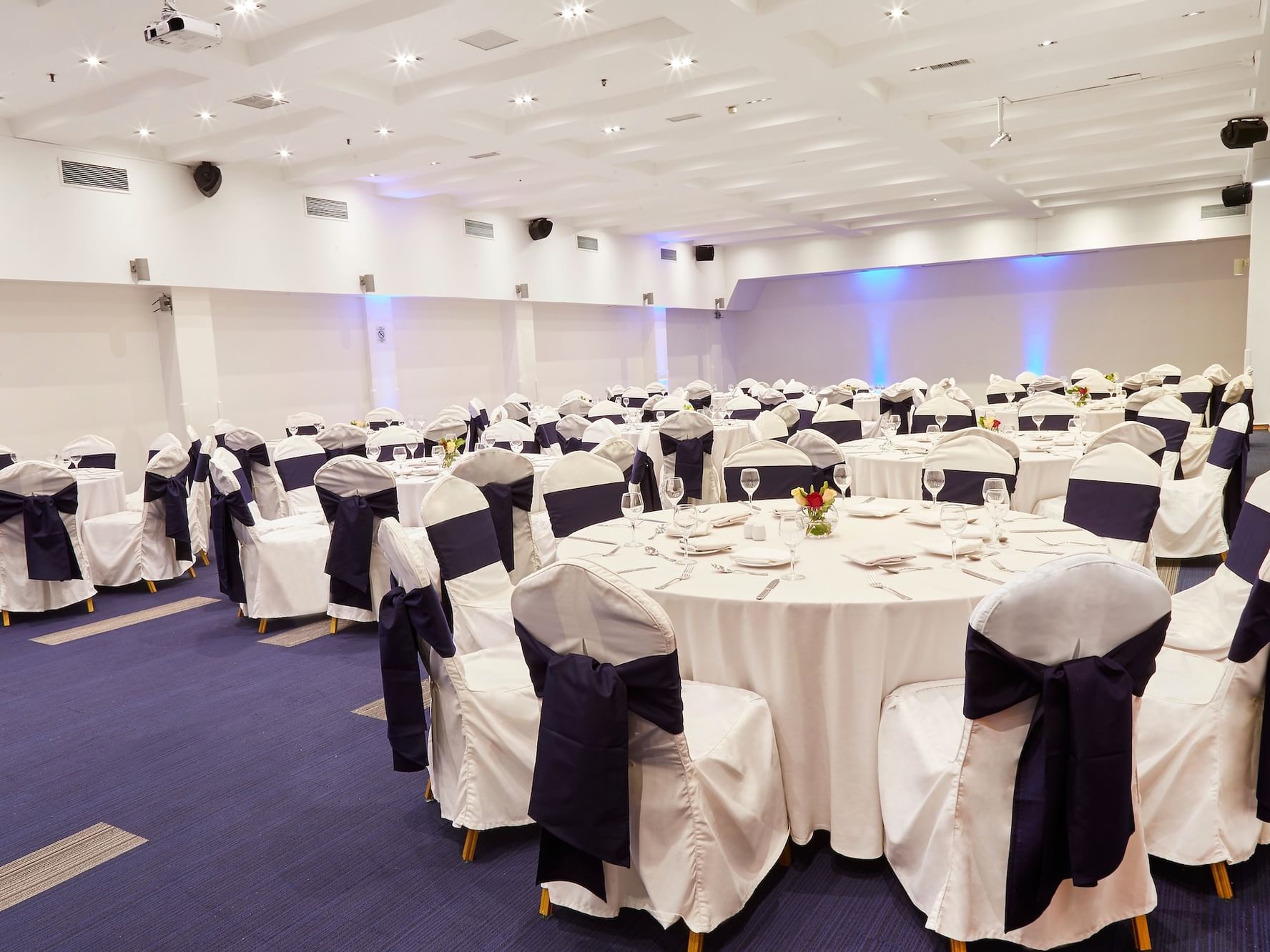 Banquet table set up in Tarragona Room at Hotel Torremayor Lyon