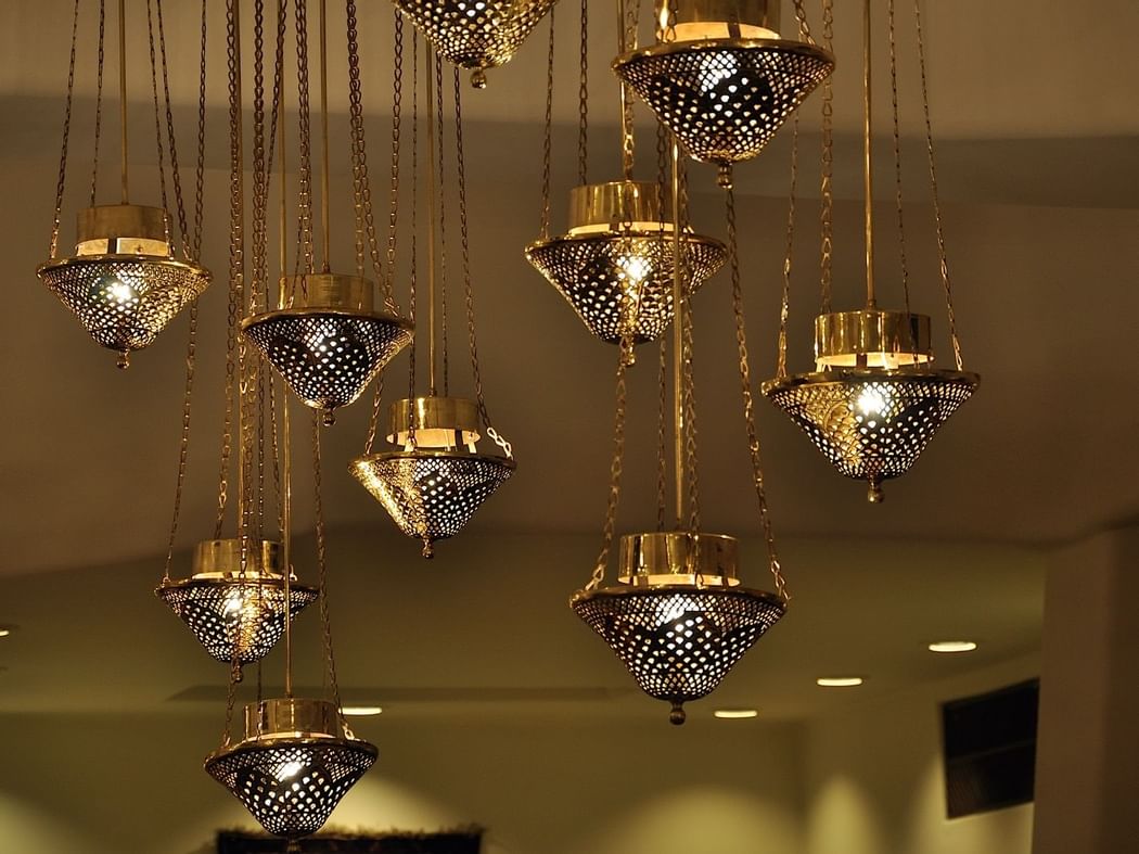 Ceiling lights in Ziarat Coffee Shop at Quetta Serena Hotel