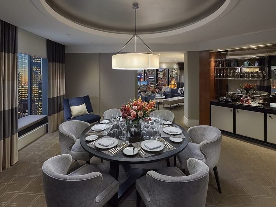 Dining table setup in a room at Crown Towers Melbourne