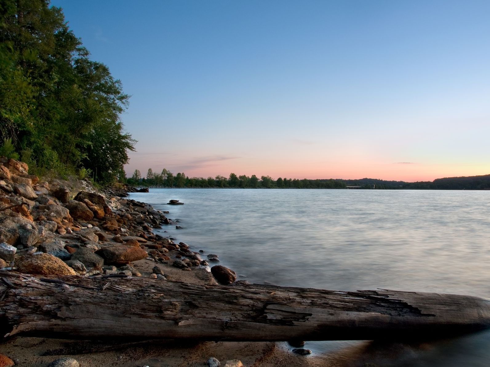 lake with rocky shore