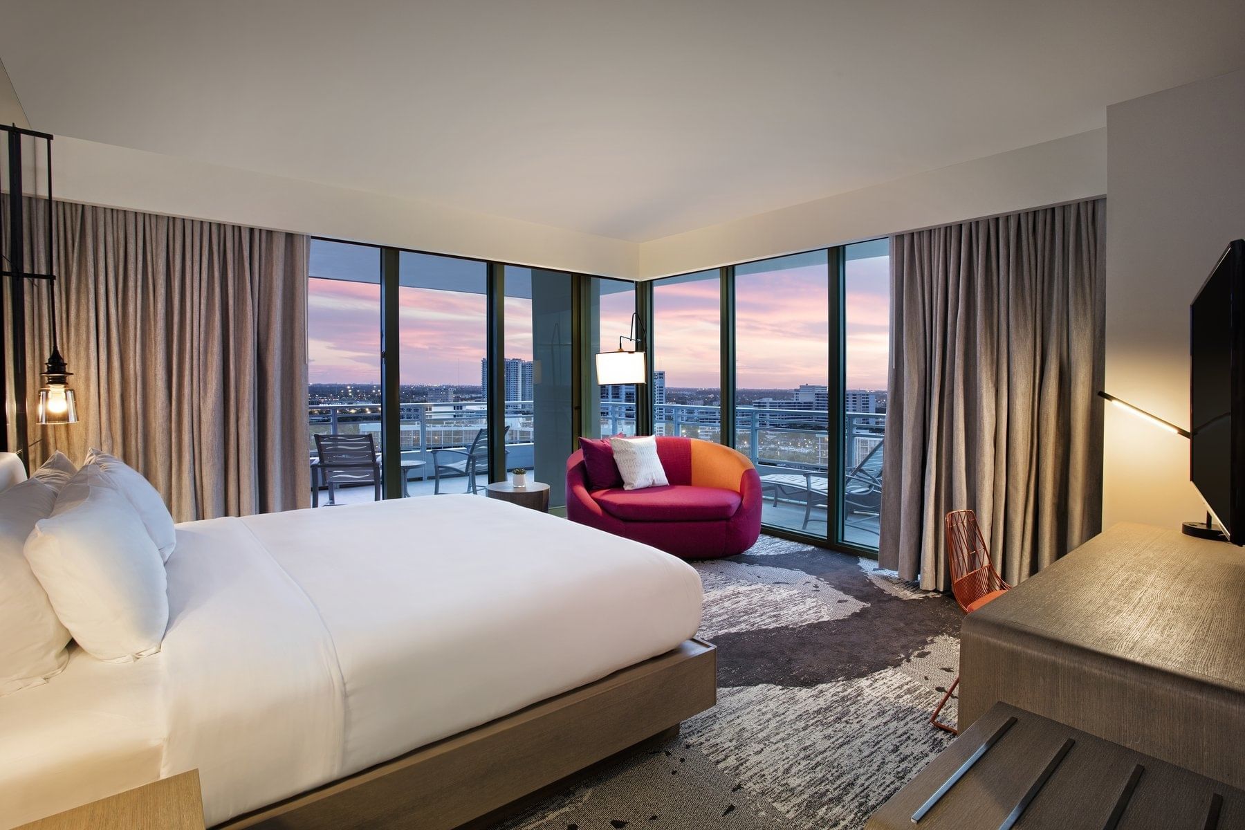 Bedroom arrangement and the ocean view from Diplomat Resort