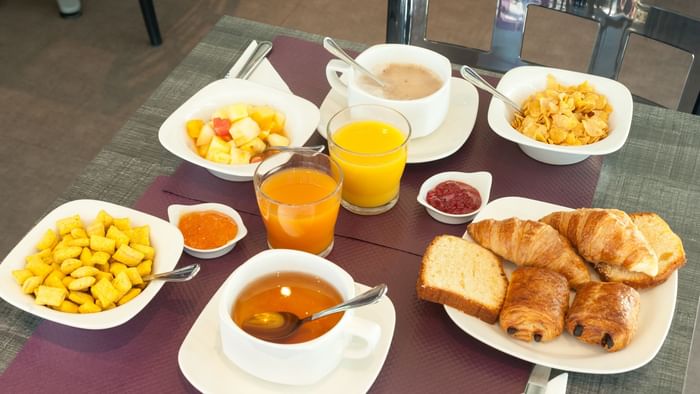 A lunch meal served in a restaurant at Hotel La Saulaie